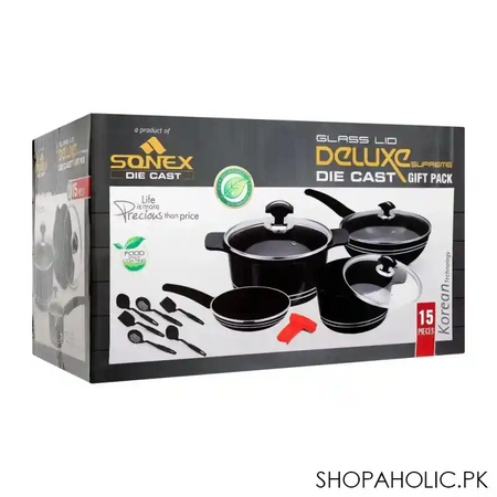 sonex glass lid deluxe plus die cast cooking set, 15 pieces, 53026 image2