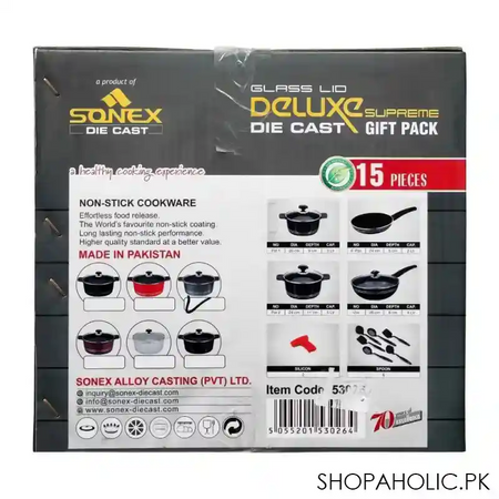 sonex glass lid deluxe plus die cast cooking set, 15 pieces, 53026 image3