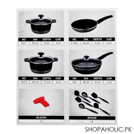 sonex glass lid deluxe plus die cast cooking set, 15 pieces, 53026 image4
