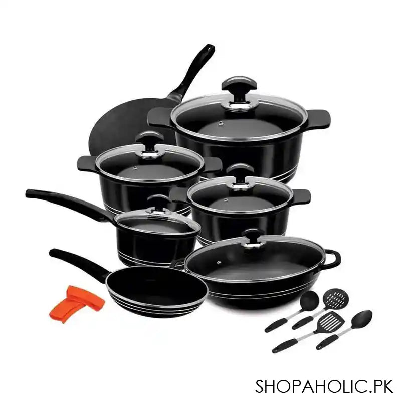 Sonex Glass Lid Deluxe Plus Die Cast Cooking Set, 18 Pieces, 53019 - Main Image