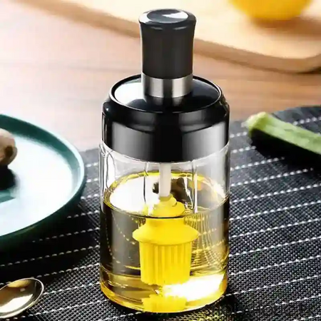 spice glass storage jar with brush main image
