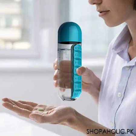 sports plastic water bottle combine daily pill boxes organizer image2