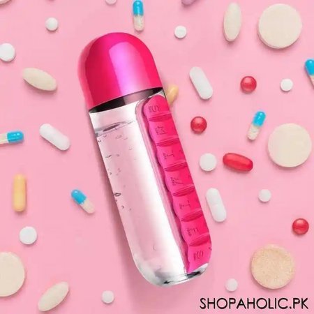 sports plastic water bottle combine daily pill boxes organizer image3