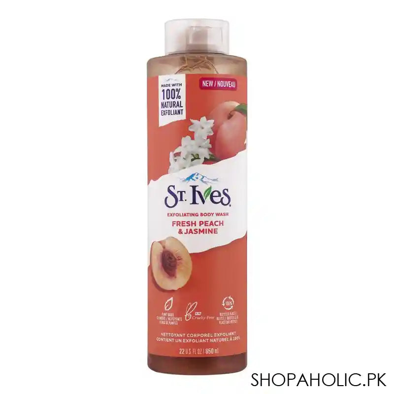 St. Ives Fresh Peach & Jasmine Exfoliating Body Wash, 650ml - Main Image
