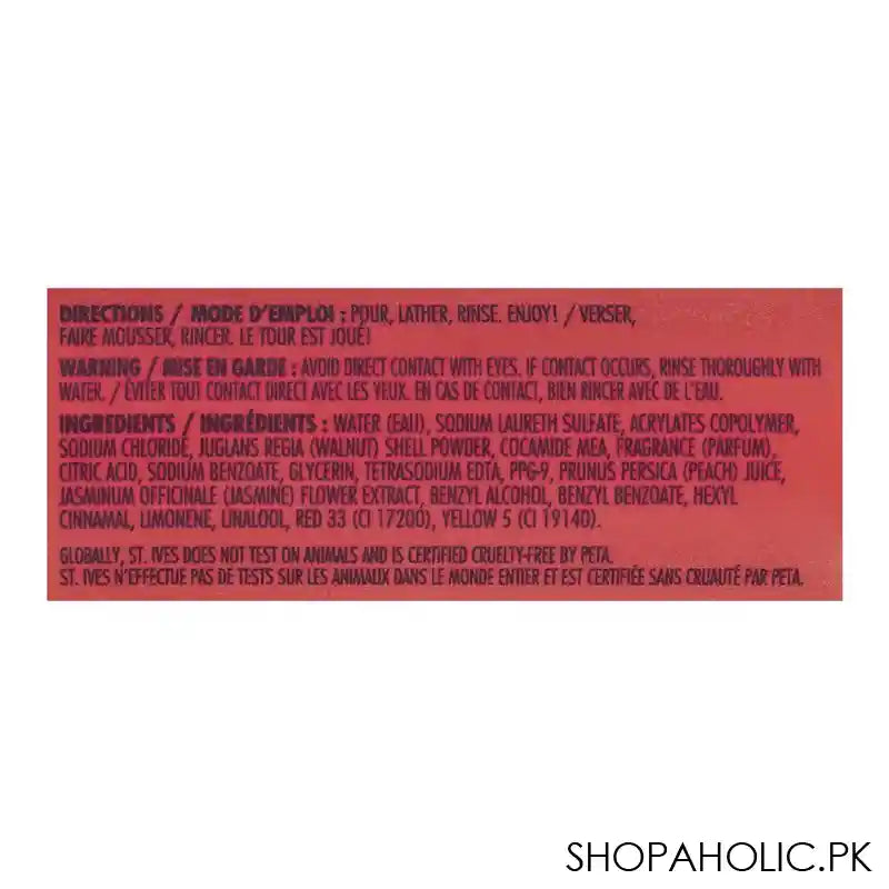St. Ives Fresh Peach & Jasmine Exfoliating Body Wash, 650ml - Image 3