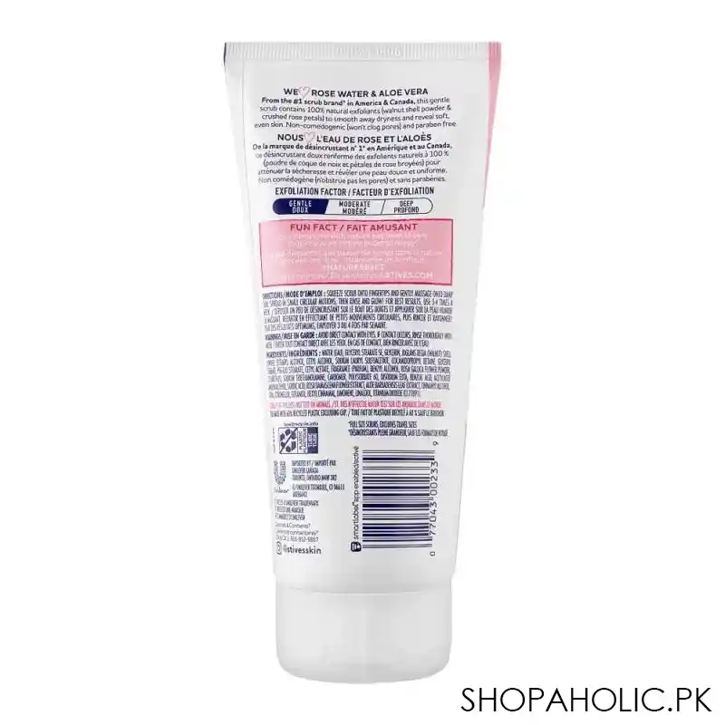 st. ives gentle smoothing rose water & aloe vera scrub, tube, oil free, 170g image2
