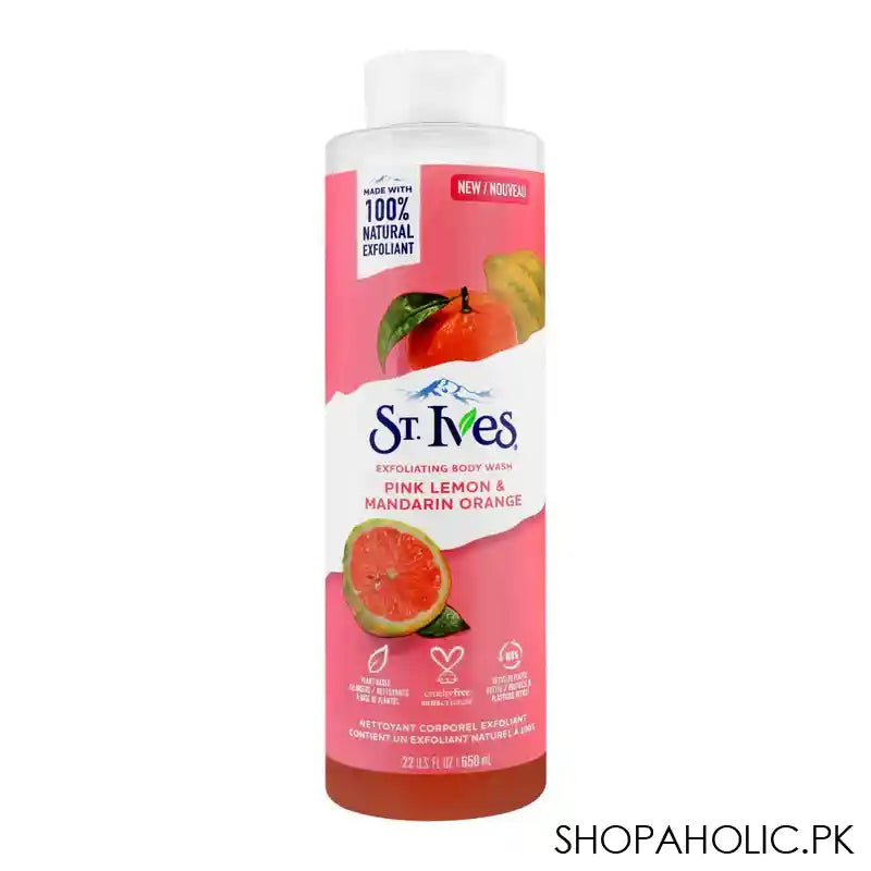 St. Ives Pink Lemon & Mandarin Orange Exfoliating Body Wash, 650ml - Main Image