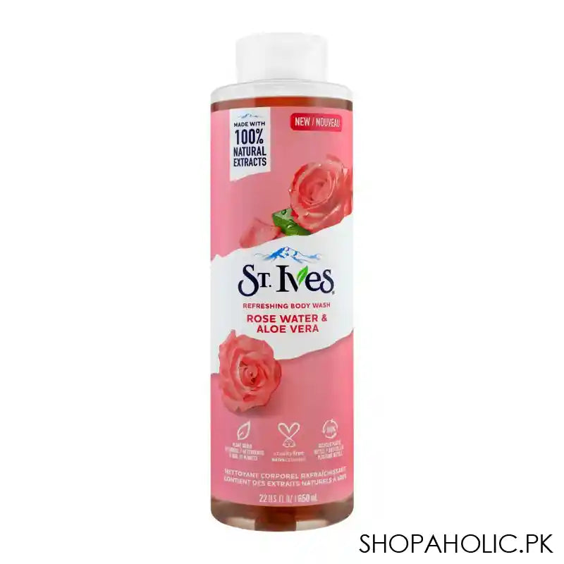 St. Ives Rose Water & Aloe Vera Refreshing Body Wash, 650ml - Main Image