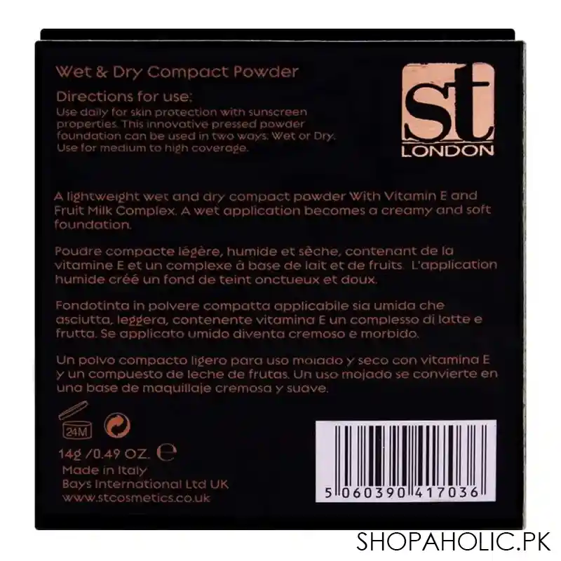 st london dual wet & dry compact powder, be 1, high coverage, spf 15, with vitamin e image5
