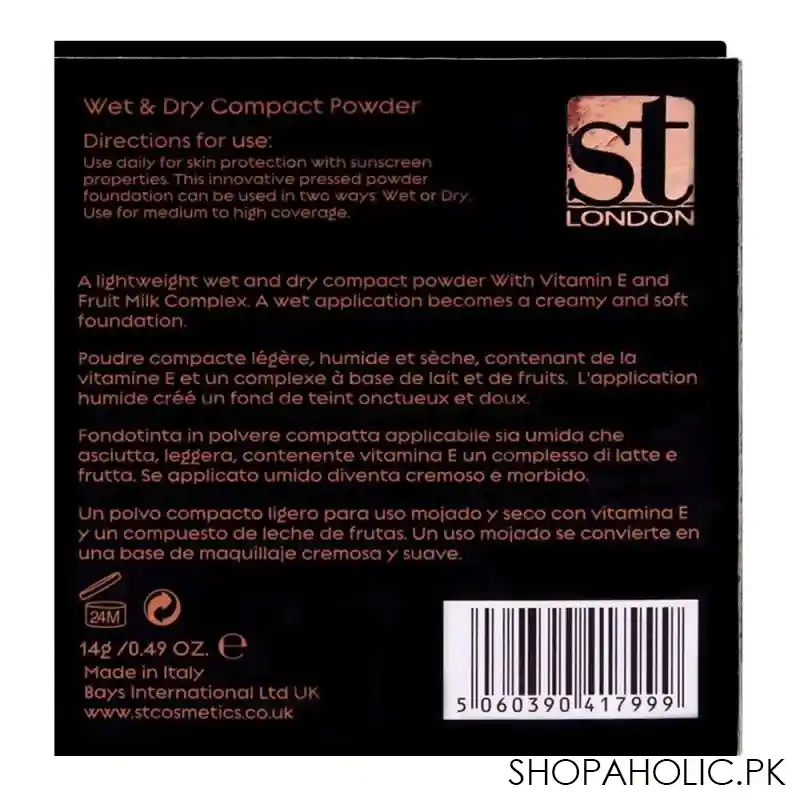 st london dual wet & dry compact powder, be 3, high coverage, spf 15, with vitamin e image5