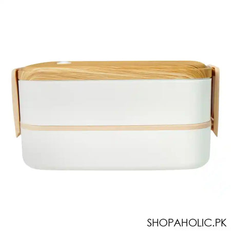 Stainless Steel 2 Layer Lunch Box, 1400ml, White, 7.3in (H) x 4.1in (W) x 3.5in (D), 90069 - Image 5
