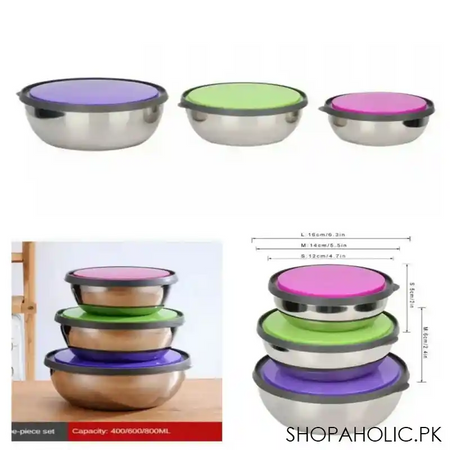 stainless steel 3 pcs food storage box airtight main image