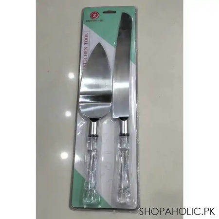 stainless steel cake knife and cake server set with acrylic handle image2