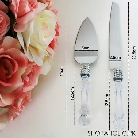 stainless steel cake knife and cake server set with acrylic handle image4