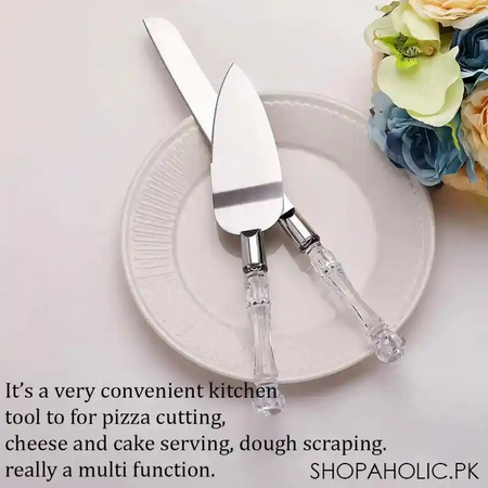 stainless steel cake knife and cake server set with acrylic handle main image