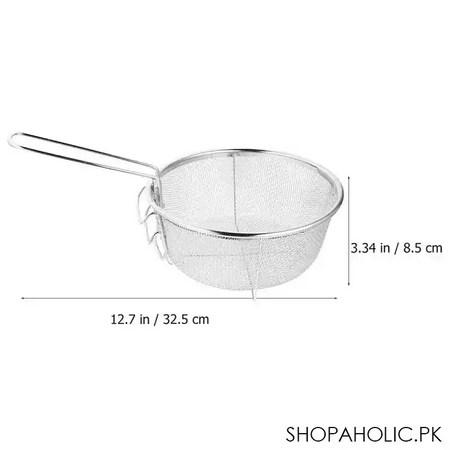 stainless steel deep fry wire mesh basket with folding handle image2