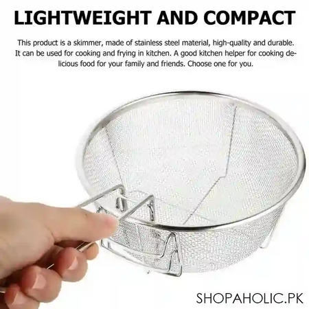 stainless steel deep fry wire mesh basket with folding handle image3
