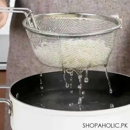 stainless steel deep fry wire mesh basket with folding handle image5