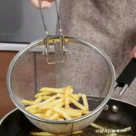 stainless steel deep fry wire mesh basket with folding handle image7