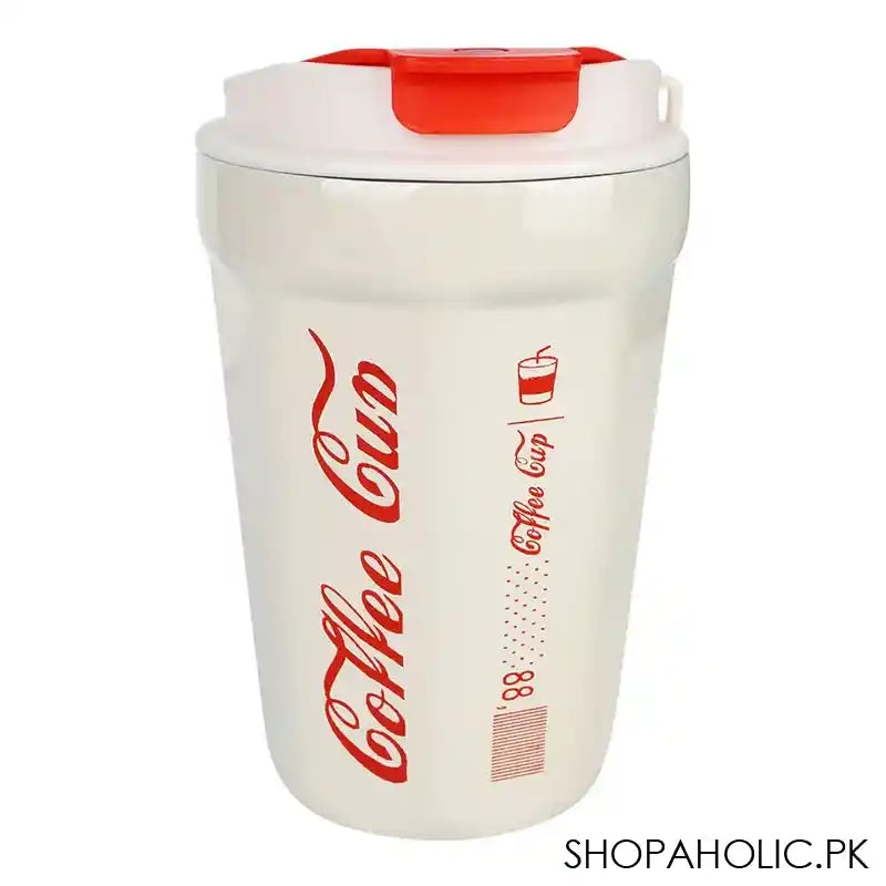 Stainless Steel Insulated Travel Mug, 330ml, 5.1in (H) x 3.3in (W), Cream, Ideal For Tea, Water & Coffee - Main Image