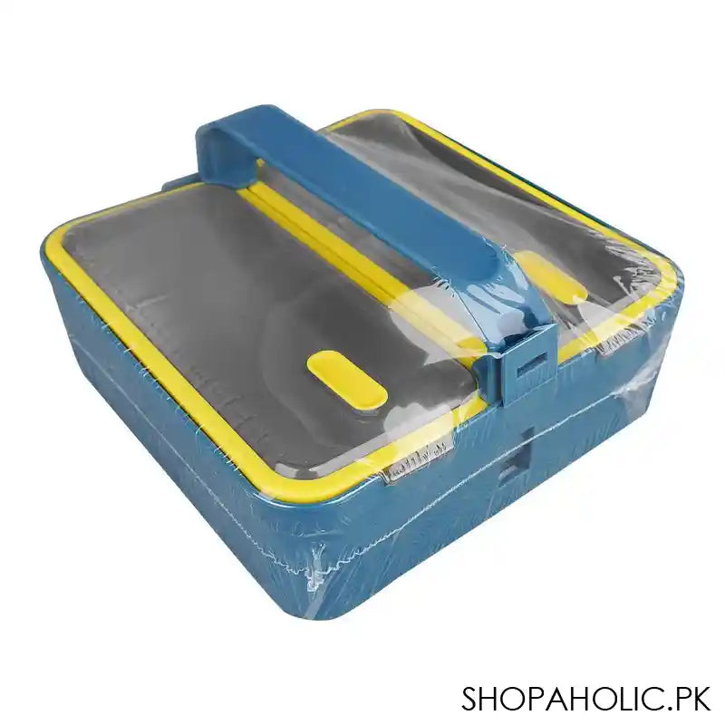 Stainless Steel Lunch Box, 2 Compartments, 1100ml, Dark Blue, 7.1in (H) x 6.5in (W) x 2.4in (D), Yk-117 - Main Image