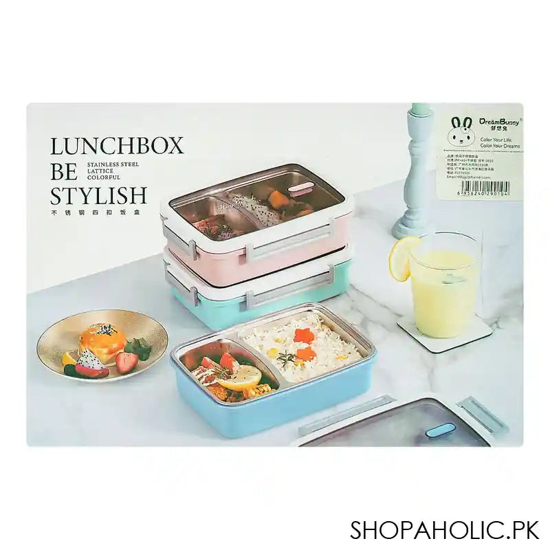 Stainless Steel Lunch Box, 2 Compartments, 1200ml, Black, 6.5in (H) x 4.1in (W) x 2in (D), Yc90101 - Image 6