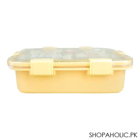Stainless Steel Lunch Box, 2 Compartments & Cutlery, 850ml, Peach, 7.3in (H) x 4.9in (W) x 2in (D), 7087 - Image 3