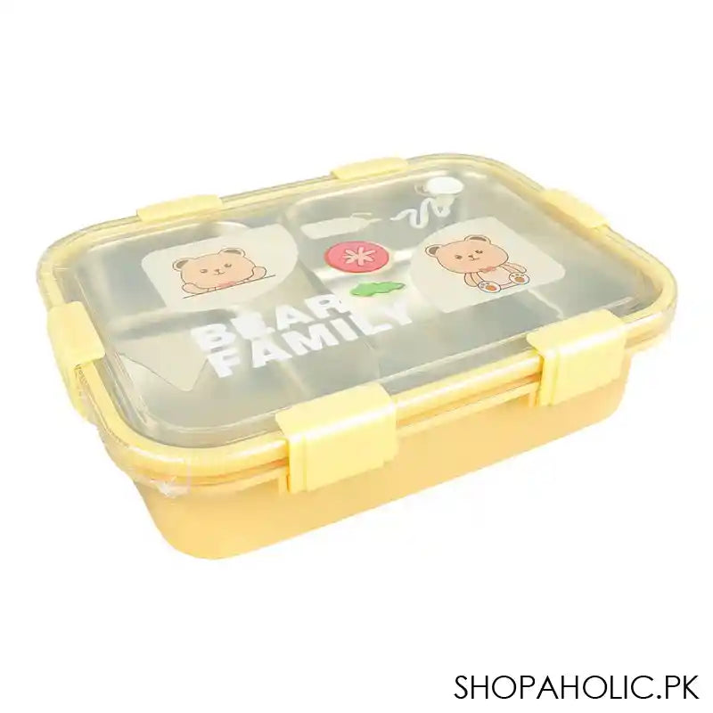 Stainless Steel Lunch Box, 2 Compartments & Cutlery, 850ml, Peach, 7.3in (H) x 4.9in (W) x 2in (D), 7087 - Image 5