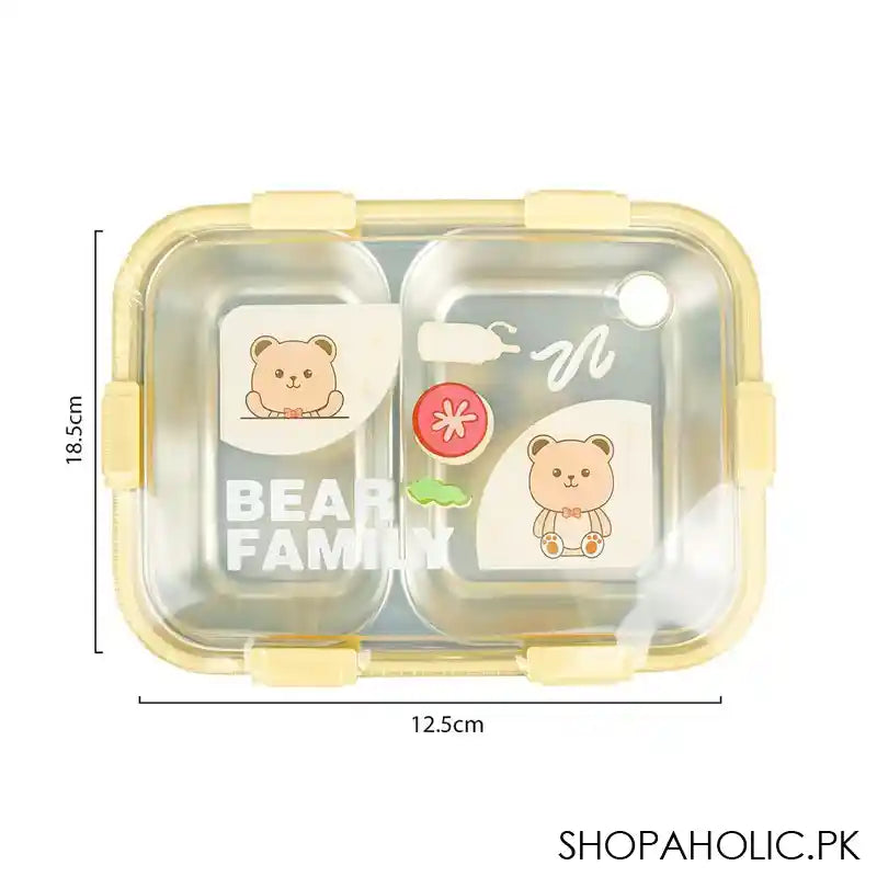 Stainless Steel Lunch Box, 2 Compartments & Cutlery, 850ml, Peach, 7.3in (H) x 4.9in (W) x 2in (D), 7087 - Image 7