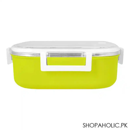 Stainless Steel Lunch Box, 2 Compartments & Cutlery, 980ml, BPA Free, Green, 6.1in (H) x 3.7in (W) x 2.2in (D), 980-Mc - Image 3