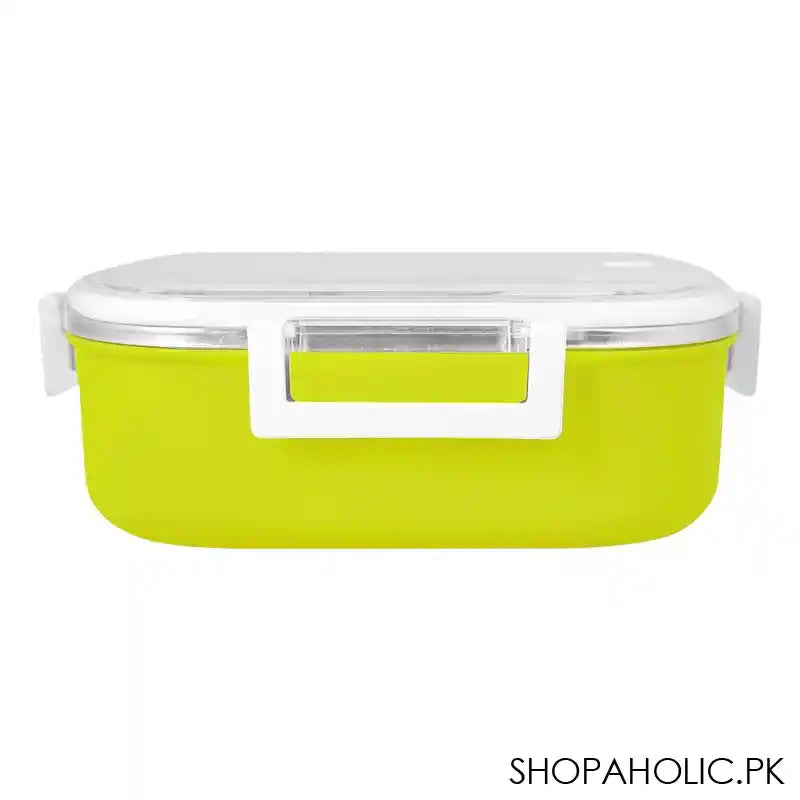 Stainless Steel Lunch Box, 2 Compartments & Cutlery, 980ml, BPA Free, Green, 6.1in (H) x 3.7in (W) x 2.2in (D), 980-Mc - Image 3