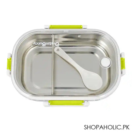 Stainless Steel Lunch Box, 2 Compartments & Cutlery, 980ml, BPA Free, Green, 6.1in (H) x 3.7in (W) x 2.2in (D), 980-Mc - Image 4