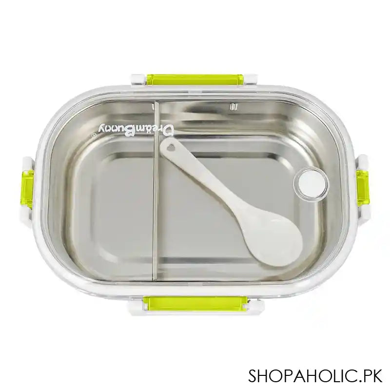 Stainless Steel Lunch Box, 2 Compartments & Cutlery, 980ml, BPA Free, Green, 6.1in (H) x 3.7in (W) x 2.2in (D), 980-Mc - Image 4