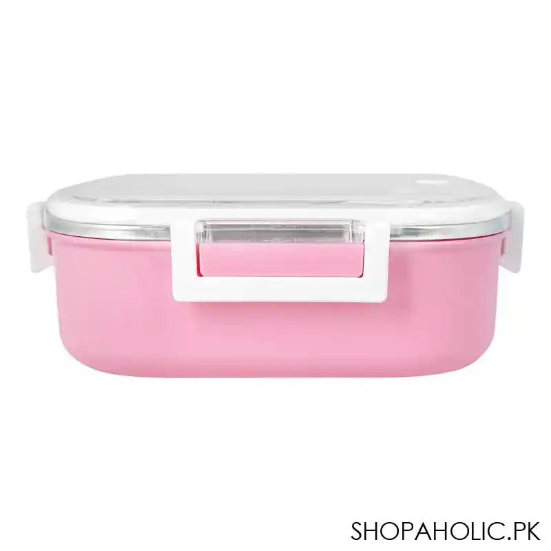 Stainless Steel Lunch Box, 2 Compartments & Cutlery, 980ml, BPA Free, Pink, 6.7in (H) x 3.5in (W) x 2.2in (D), 980-Mc - Image 6