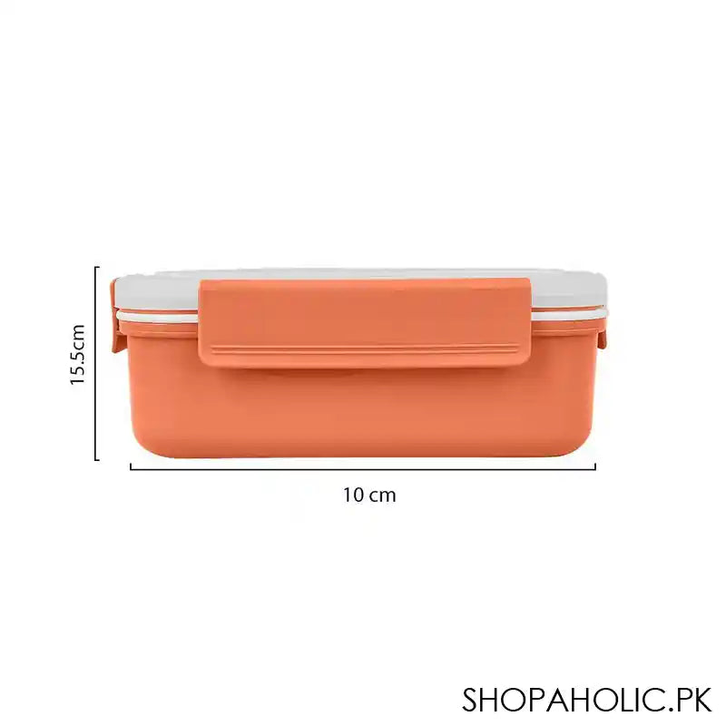 Stainless Steel Lunch Box, 2 Compartments, Leakproof, Orange, 6.1in (H) x 3.9in (W) x 2in (D), 88211 - Image 2