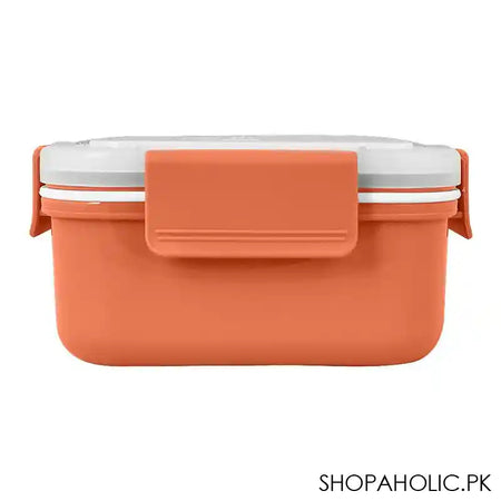 Stainless Steel Lunch Box, 2 Compartments, Leakproof, Orange, 6.1in (H) x 3.9in (W) x 2in (D), 88211 - Image 3