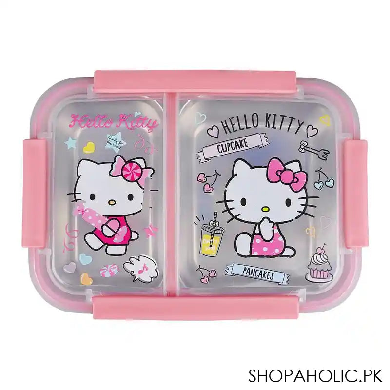 Stainless Steel Lunch Box, 2 Compartments, Pink, 6.9in (H) x 4.7in (W) x 2in (D), 88125 - Main Image