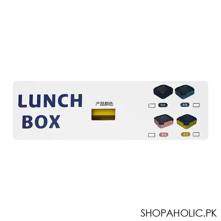 Stainless Steel Lunch Box, 2 Compartments, Spoon & Chop Stick, 1200ml, Yellow, 7.7in (H) x 7.1in (W) x 2in (D), Kh-0036 - Image 5