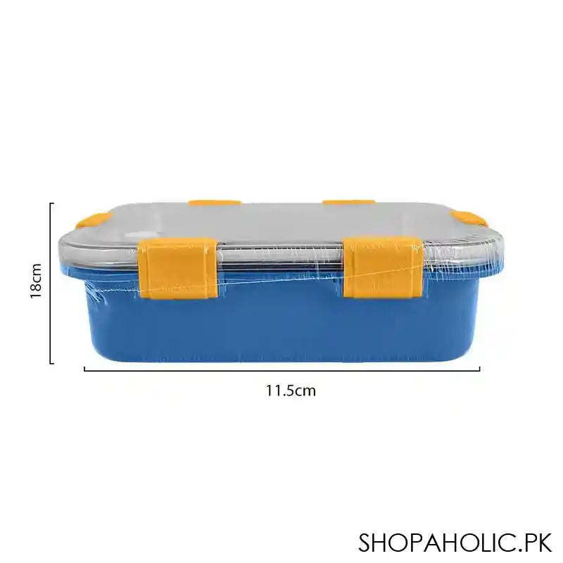 Stainless Steel Lunch Box, 3 Compartments, 850ml, Blue, 7.1in (H) x 4.5in (W) x 2in (D), 70691 - Image 3
