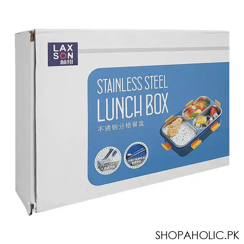 Stainless Steel Lunch Box, 3 Compartments, 850ml, Blue, 7.1in (H) x 4.5in (W) x 2in (D), 70691 - Image 6