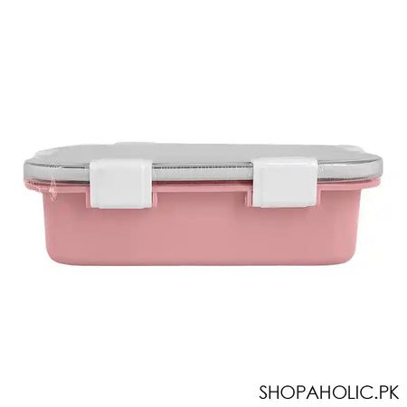 Stainless Steel Lunch Box, 3 Compartments, 850ml, Pink, 6.5in (H) x 4.3in (W) x 2in (D), 70691 - Image 6