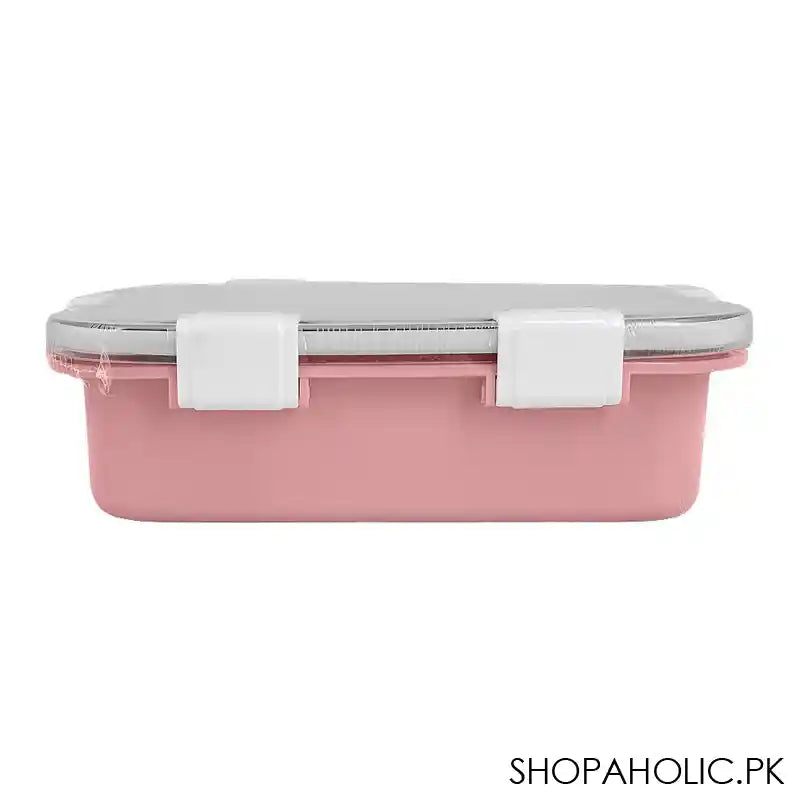 Stainless Steel Lunch Box, 3 Compartments, 850ml, Pink, 6.5in (H) x 4.3in (W) x 2in (D), 70691 - Image 6
