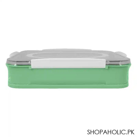 Stainless Steel Lunch Box, 3 Compartments & Cutlery, Green, 9.1in (H) x 6.3in (W) x 2in (D), 2523C - Image 4