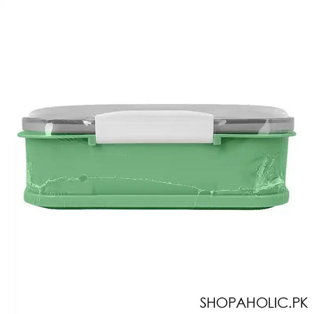 Stainless Steel Lunch Box, 3 Compartments & Cutlery, Green, 9.1in (H) x 6.3in (W) x 2in (D), 2523C - Image 6