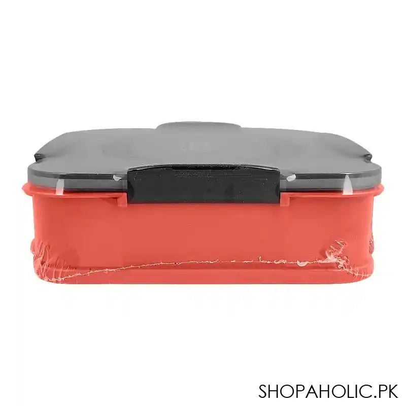 Stainless Steel Lunch Box, 3 Compartments & Cutlery, Red, 9.3in (H) x 6.5in (W) x 1.8in (D), 2523C - Image 3