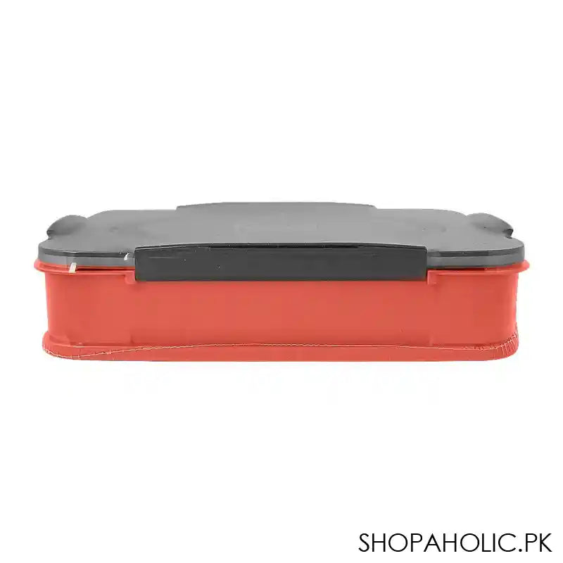 Stainless Steel Lunch Box, 3 Compartments & Cutlery, Red, 9.3in (H) x 6.5in (W) x 1.8in (D), 2523C - Image 5