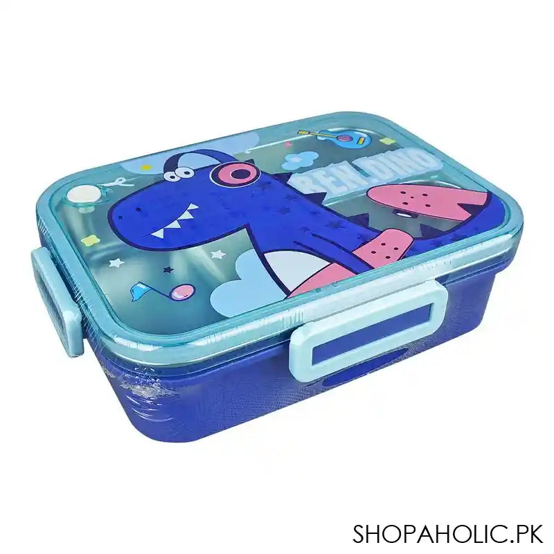 Stainless Steel Lunch Box, Spoon & Chop Stick, Blue, 7.1in (H) x 4.7in (W) x 2.1in (D), 25329 - Main Image