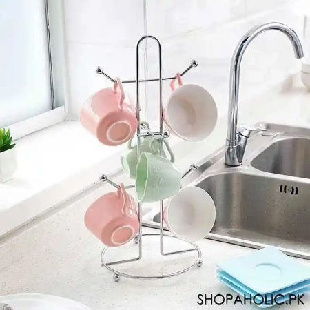 stainless steel mug hanging iron stand holder image3
