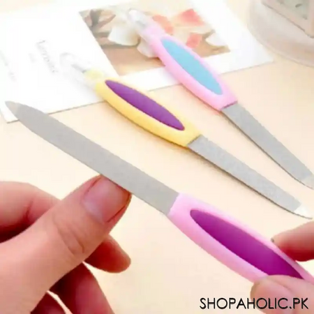 stainless steel nail art files cuticle hard skin scrub buffer double ended pedicure manicure image4