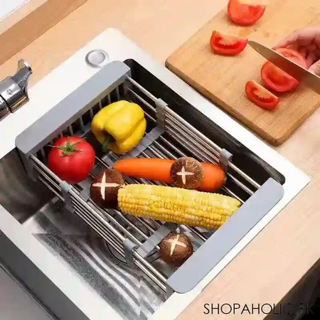 stainless steel over the sink expandable dish drainer rack image3